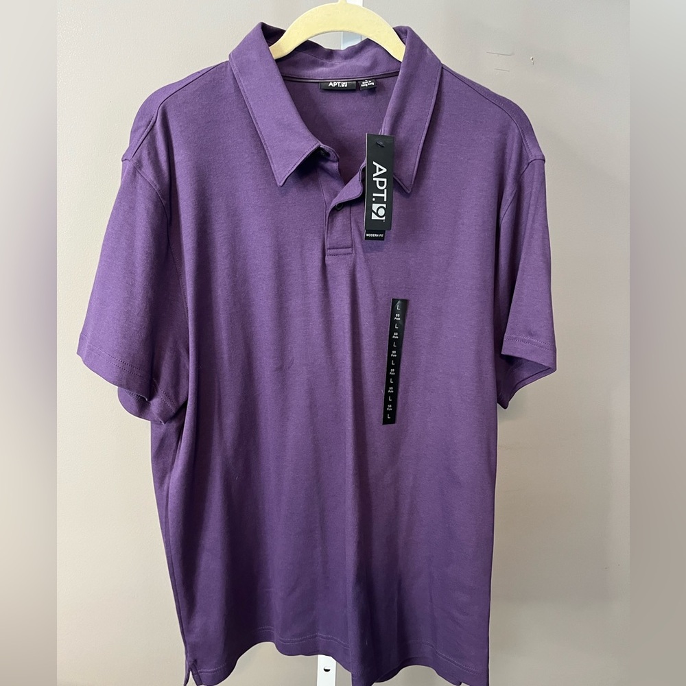 Apt. 9 Men's Rich Purple Polo Shirt Large NWT
